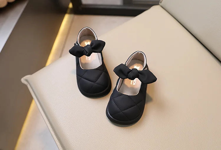 Children Leather Shoes for Girls Soft Spring Autumn New Baby Shallow Bow Solid Color Japanese Style Kids Versatile Casual Shoes