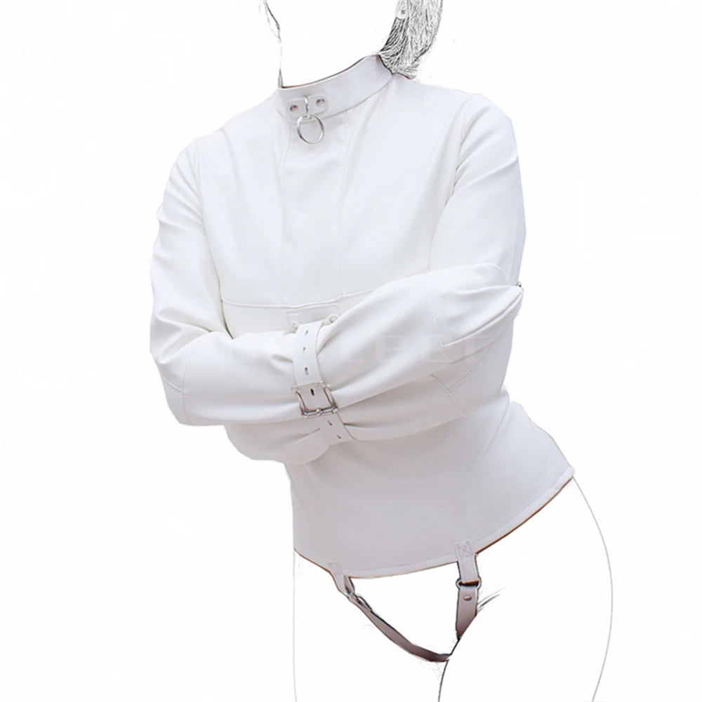 Female Sofe Leather Adjustable Binder Bondage Straitjacket Binding Slave Lockable Coat For Women Erotic Cosplay Adult BDSM