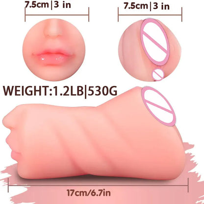3D Flesh The Light Male Masturbation Artificial Vagina Ass Mouth Silicone 3 In 1 Adult Sex Toy Sex Doll For Man Pocket Pussy Ass