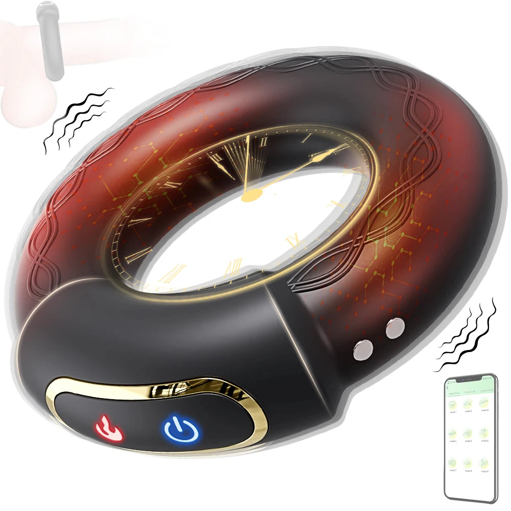 APP Bluetooth Vibrator for Men Cock Ring Penis Vibrating Penis Delay Trainer Cock Ring Glans Massager Male Sex Toys for Adult 18