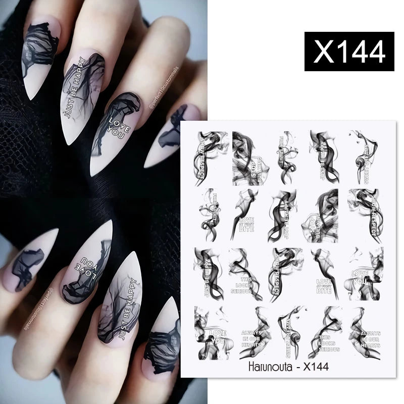 Golden Wave Line 3D Nail Sticker Marble Blue Geometry Abstract Nail Art Sliders Silver French Liner Decals Manicure Decorations