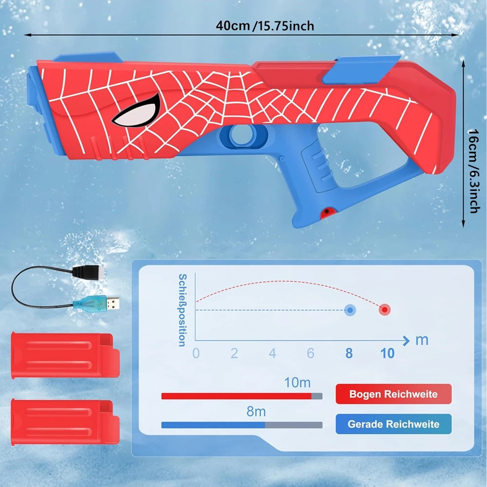 330ML Automatic Electric Water Gun Toy 2 Rechargeable Batteries Light Sound Effects Portable Summer Water Toy For Kids Adults Backyard Beach Pool Outdoor Party Game