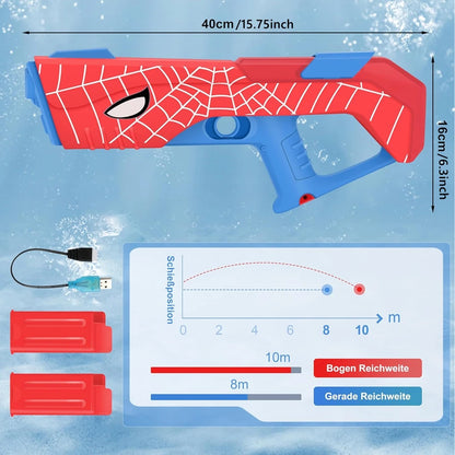 330ML Automatic Electric Water Gun Toy 2 Rechargeable Batteries Light Sound Effects Portable Summer Water Toy For Kids Adults Backyard Beach Pool Outdoor Party Game