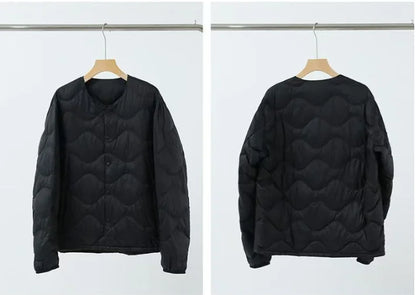 2025 Autumn and Winter Men's New Round Neck/v Collar Down Liner Jacket All-match Fashion Warm Men's Down Jacket Long Sleeve Coat