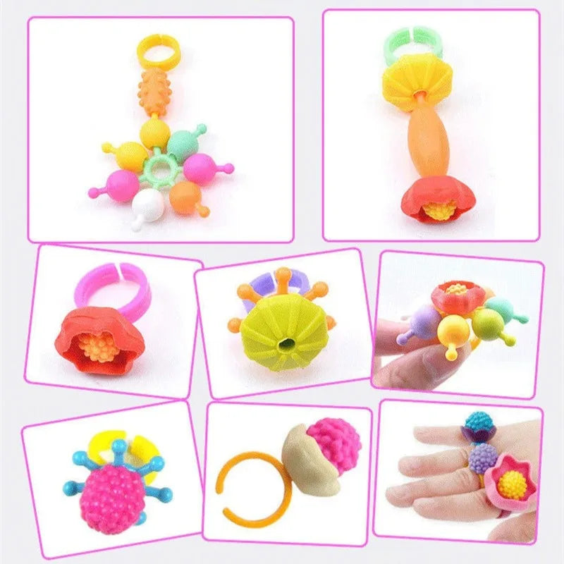 188-608pcs Pop Beads Children Girls Princess Jewelry Making Kit Creative Necklace Bracelet Rings DIY Ideal Christmas Birthday Gi