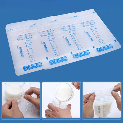 Breastmilk Storage Bag with 250ml Self Standing Baby Food Storage Containers No Leak Milk Freezer Bags Safe Feed BPA Free 30pcs
