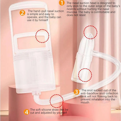 Nasal Aspirator for Baby Nose Cleaner Booger Sucker for Baby Hand Puller Clogged Passages and Boogers for Kids Toddler Children