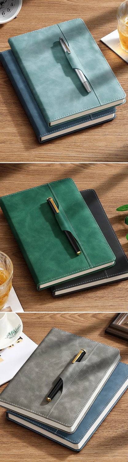 A5 B5 Customize PU Leather Notebook with Pen Insert Holder Free Printing LOGO Office Notepad Business Enterprise Diary Book Note