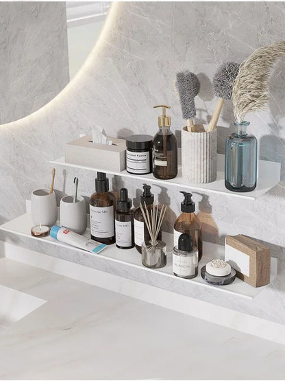 Toilet No Drilling Shelving Wall Mounted Shelf Space Aluminum Vanity Mirror Front Storage Shelves Organizer Bathroom Accessories