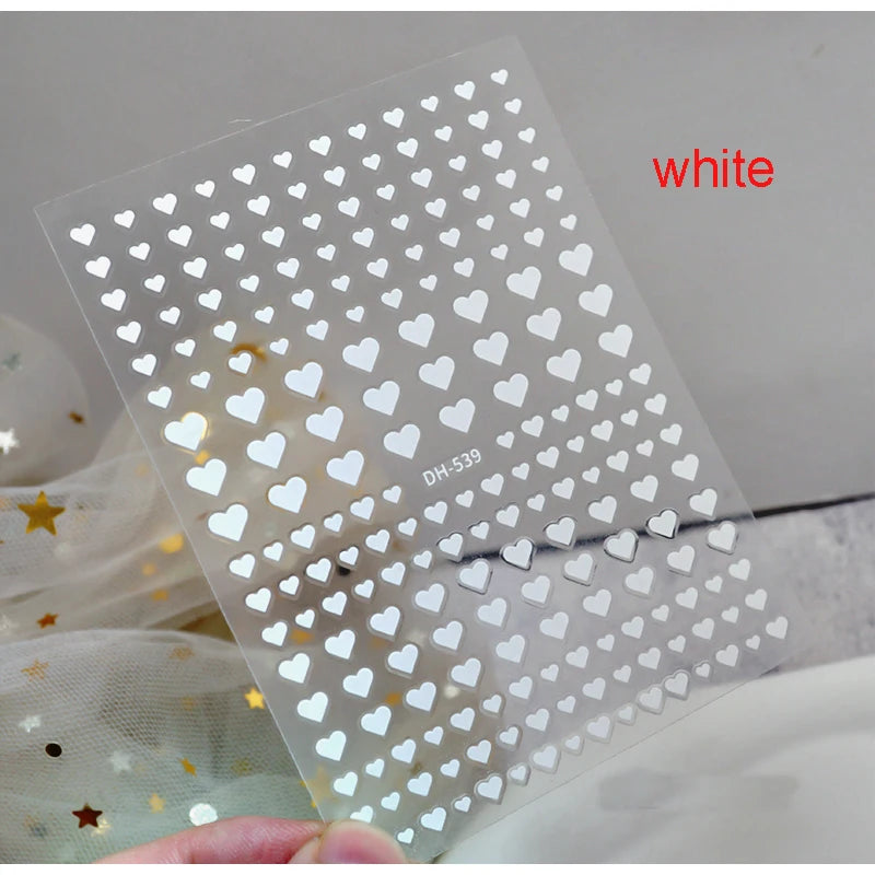 3d Nail Art Stickers Red Black White Love Hearts Stars Clouds French Full Tips Adhesive Nail Decals Slider For Manicure