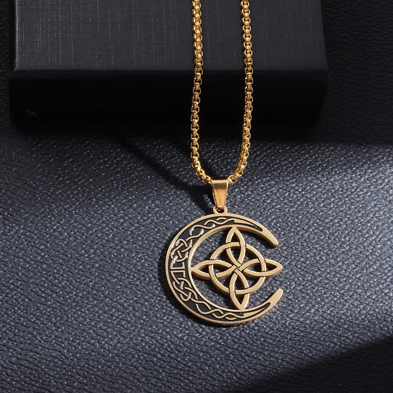 Witch Knot Cuff Bracelet Stainless Steel Pagan Witchcraft Symbol Magic Knot Good Luck Amulet Bangls Celtic Knot Jewelry