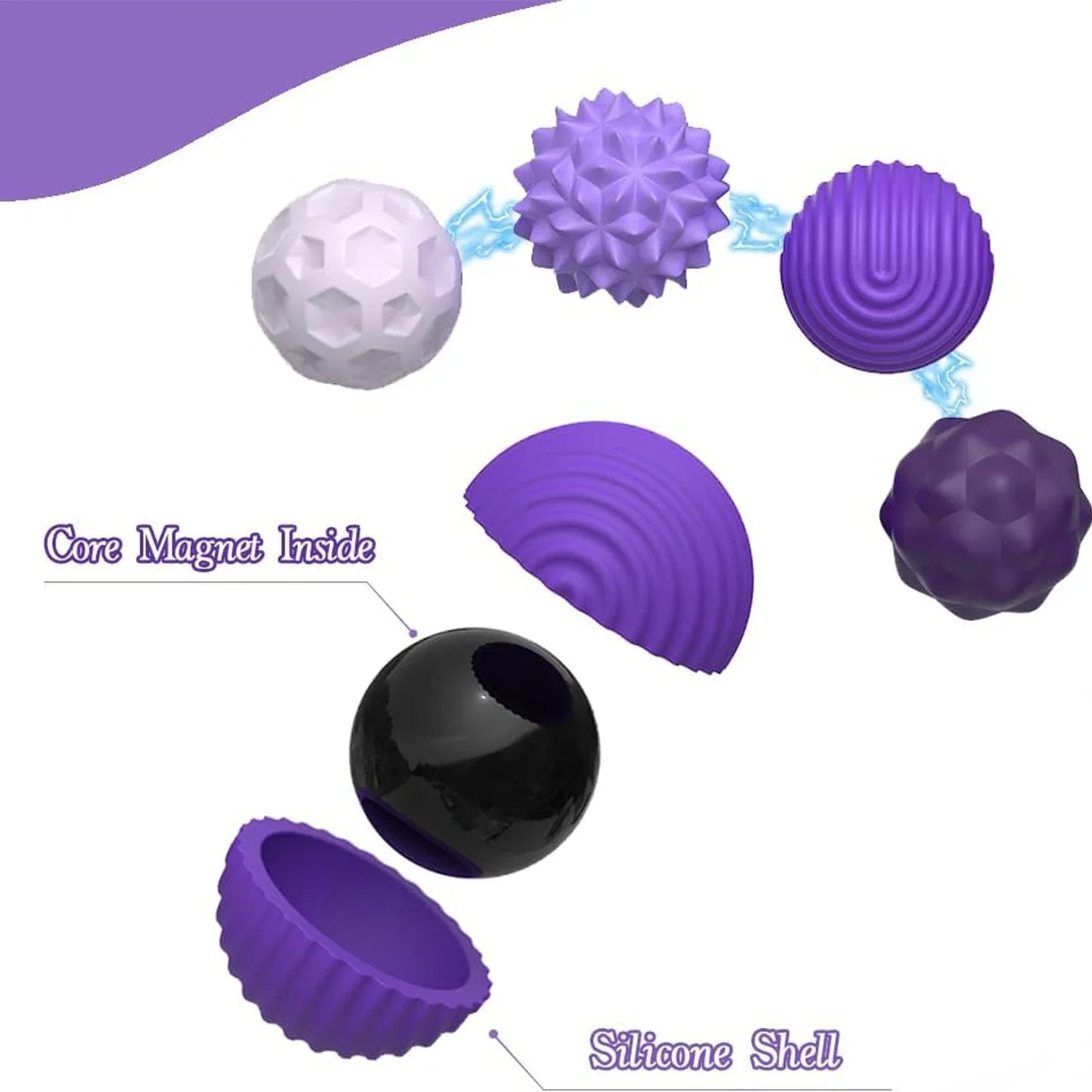 Fidget Toys Magnetic Stress Balls for Adults Silicone Stress Relief Sensory Toy Finger Toy for Office Decoration 4 Fun Textures