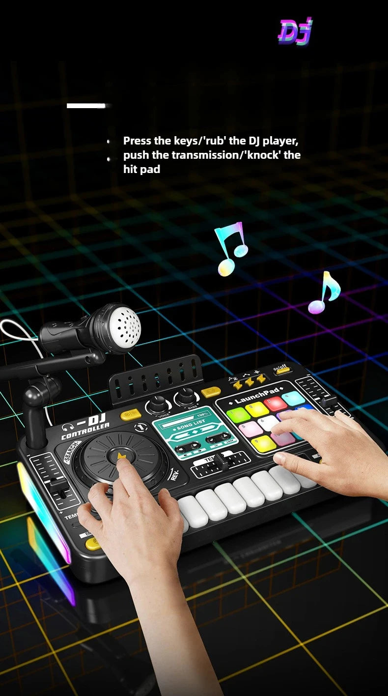 Simulation DJ Mixer Controller Kids Toys Multifunctional Music Effect Children Toy Electronic Musical Instrument Game Birthday Gifts Toys for Boy Girls Chirstmas Gifts Ship From Germany Fast Delivery