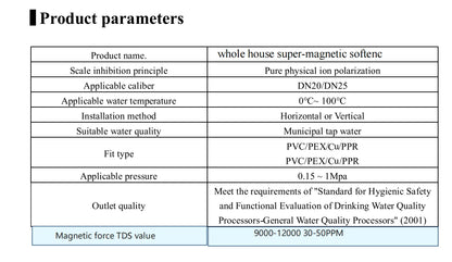 Whole House Salt-Free Water Softener, water filter，Anti limestone，Super-Magnetic Descaler for Scale Inhibition & Removal
