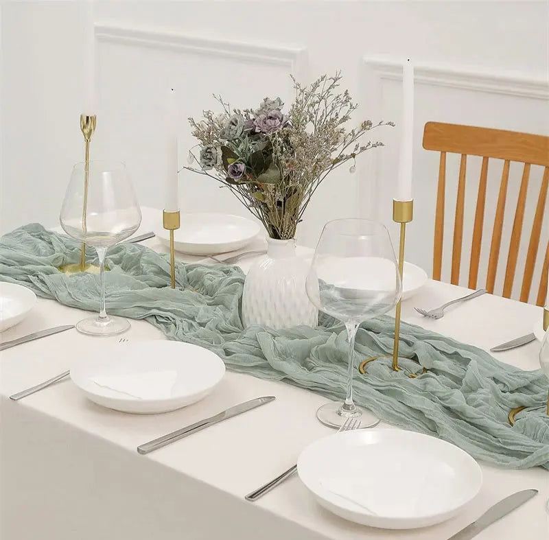 14 Colour Boho Gauze Sheer Cheese Cloth Gauze Table Runner Rustic Cloth Table Runner for Wedding Baby Birthday Party Decorations