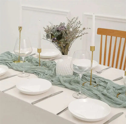 14 Colour Boho Gauze Sheer Cheese Cloth Gauze Table Runner Rustic Cloth Table Runner for Wedding Baby Birthday Party Decorations