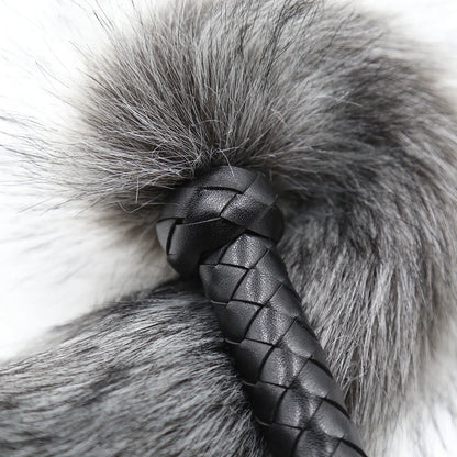 BDSM Faux Fox Tail Whip with Handle, Cosplay Tail Flogger, Bondage Paddle, Pet Play Roleplay, Fetish Costume Accessory, SM Adult