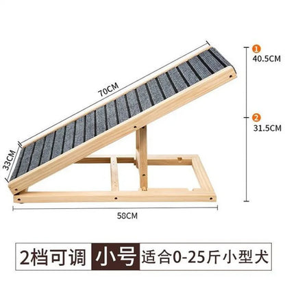 Adjustable Wooden Pet Dog Ramp Comfortable Folding Non-Slip Carpet Surface Foldable Climbing Ladder For Car Bed Pet Carriers