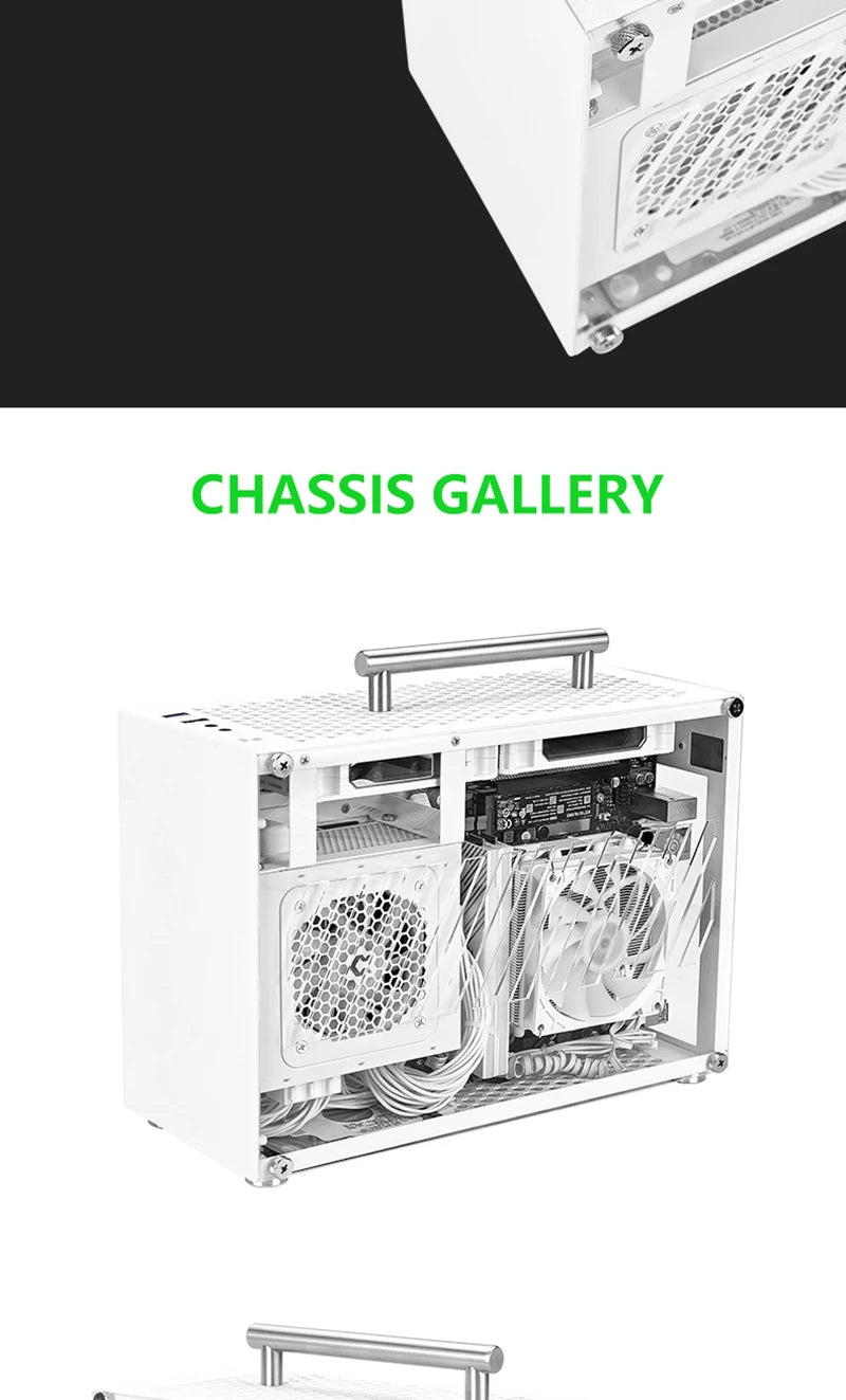 METALFISH T60 Mini ITX Black Case 9L Gaming Computer Chassis Compact transparent PC Support SFX PSU/300mm GPU