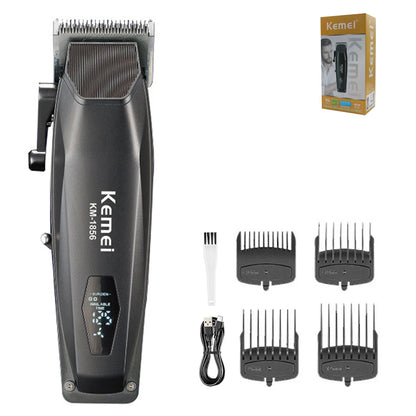 Kemei KM-1856 Professional Hair Clipper LED Display Cordless USB Interface Professional Men's Haircut Machine Hair Cutting