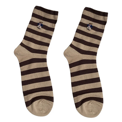Good Quality Cartoon Gentleman Bear Men's Socks Cotton Harajuku Style Sport Boys Skateboard Novelty Breathable  Christmas Gifts