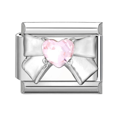 Zircon Star Heart Bow Moon Cherry Moon Italian Charm Links Fit 9mm Stainless Steel Bracelet Women Jewelry DIY Making Gifts