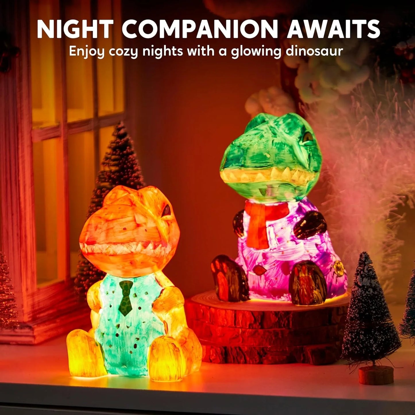 JOYFY DIY Night Light Paint Your Own Dinosaur Lamp Arts & Crafts Kit School Activities Art Supplies Painting Kits Birthday Gifts