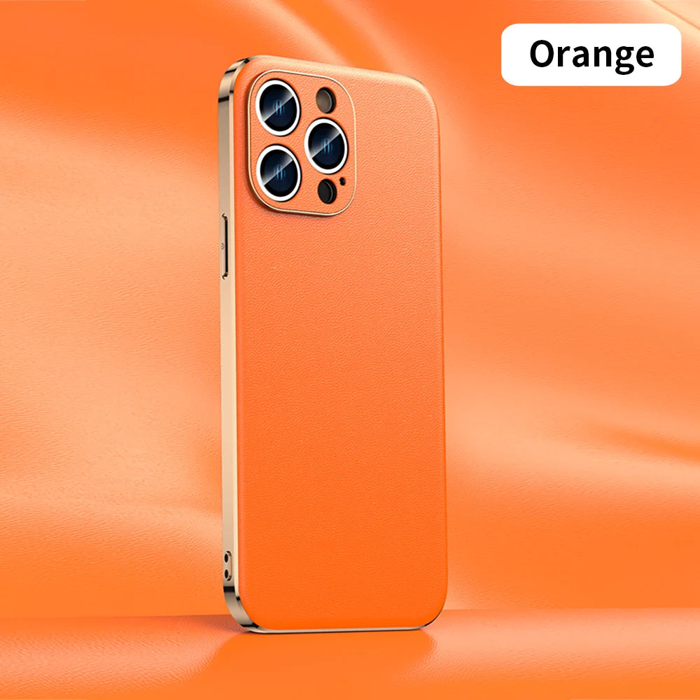 LANGSIDI Luxury Ultra Thin Shockproof Leather Case For iPhone 17 16 Pro Max 15 Plus 14 13 12 11 Air Lens Protective Cover