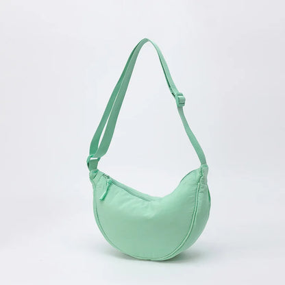Nylon fabric zipper crossbody bag for men and women, crescent-shaped dumpling bag under the armpits, large capacity