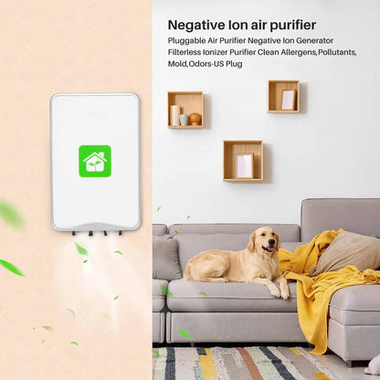 A78E-Pluggable Air Purifier Negative Ion Generator Filterless Ionizer Purifier Clean Allergens,Pollutants,Mold,Odors-US Plug