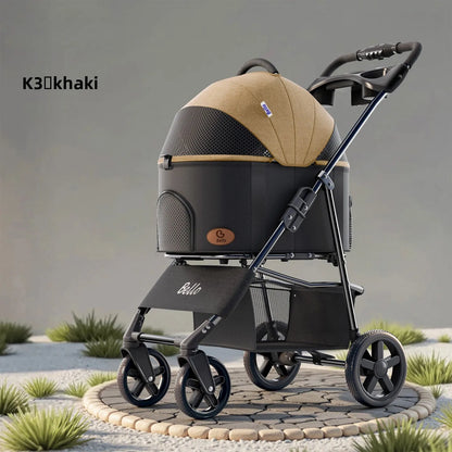 Pet Stroller Lightweight Foldable Detachable Cat Dog Carrier Outdoor Portable One Button Folding Pet Trolley Stroller for Dog