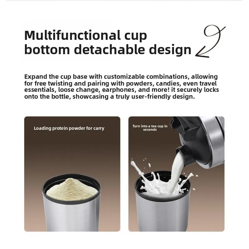 New Stainless Steel Cup Mixer Whey Protein Powder Sports Shaker Water Bottle Detachable Single Layer Outdoor Drink Kettle