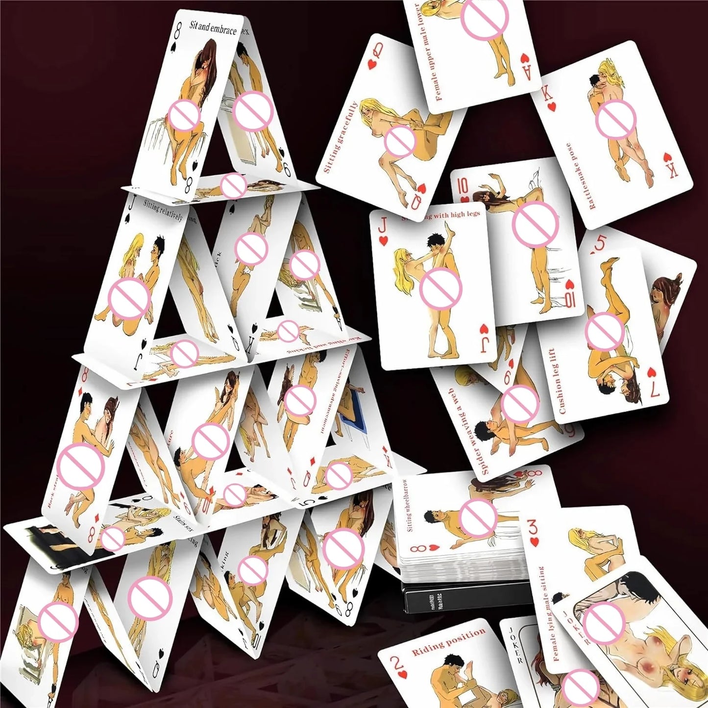 Adult Poker Card Game Set-Bedroom Fun Role Play 54 Cards Hottest Couples Sex Positions Sex Gift for Couples Connection Card Game