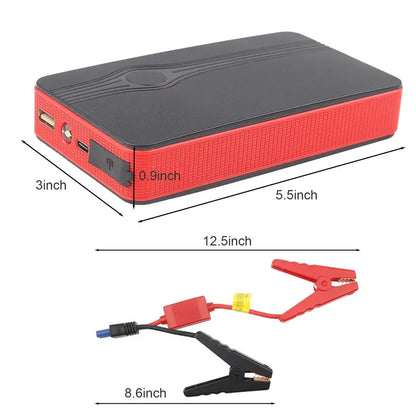 Portable Car Jump Starter 30000mAh Emergency Power Supply with Battery Clips and 3-in-1 USB Cable for Vehicle