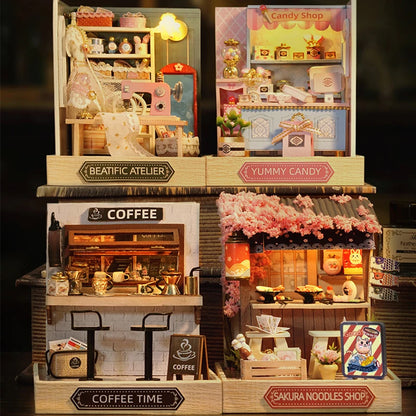 Mini Miniature Doll House DIY Small House Kit Making Room Toys Home Bedroom Decorations With Furniture Wooden Craft DollHouses