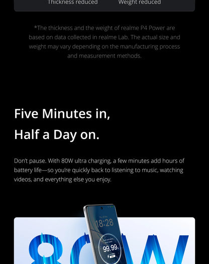 realme P4 Power 5G Smartphone 10001mAh Battery 80W Ultra Fast Charge MediaTek Dimensity 7400 Ultra 5G 6.8'' 144Hz Screen NFC 2026 Nest Mobile Phone Big Battery