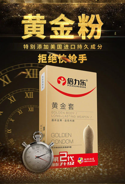 Golden Color Delayed Ejaculation Condoms For Men Reduce Sensitivity Long Lasting Latex Condom Penis Sleeve Dick Cook Sex Shops