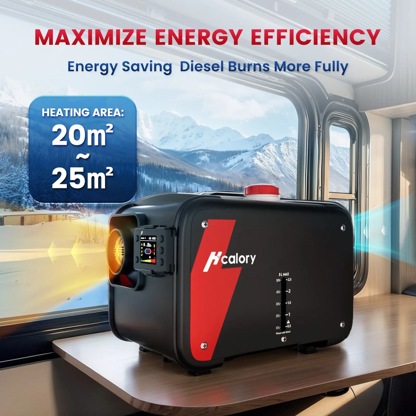 Hcalory HC1-H 8KW Diesel Air Heater 12V All in One Parking Heater with 1.5M Extension Cable Wire, Portable Diesel Heater with Auto Start Stop for Car Truck RV Camper Boat Indoor Outdoor Use