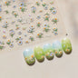 1Sheet 5D Soft Embossed Relief Nail Stickers Cute Daisies Self Adhesive Slider Stickers Press On Nails DIY Japanese Nail Art Dec