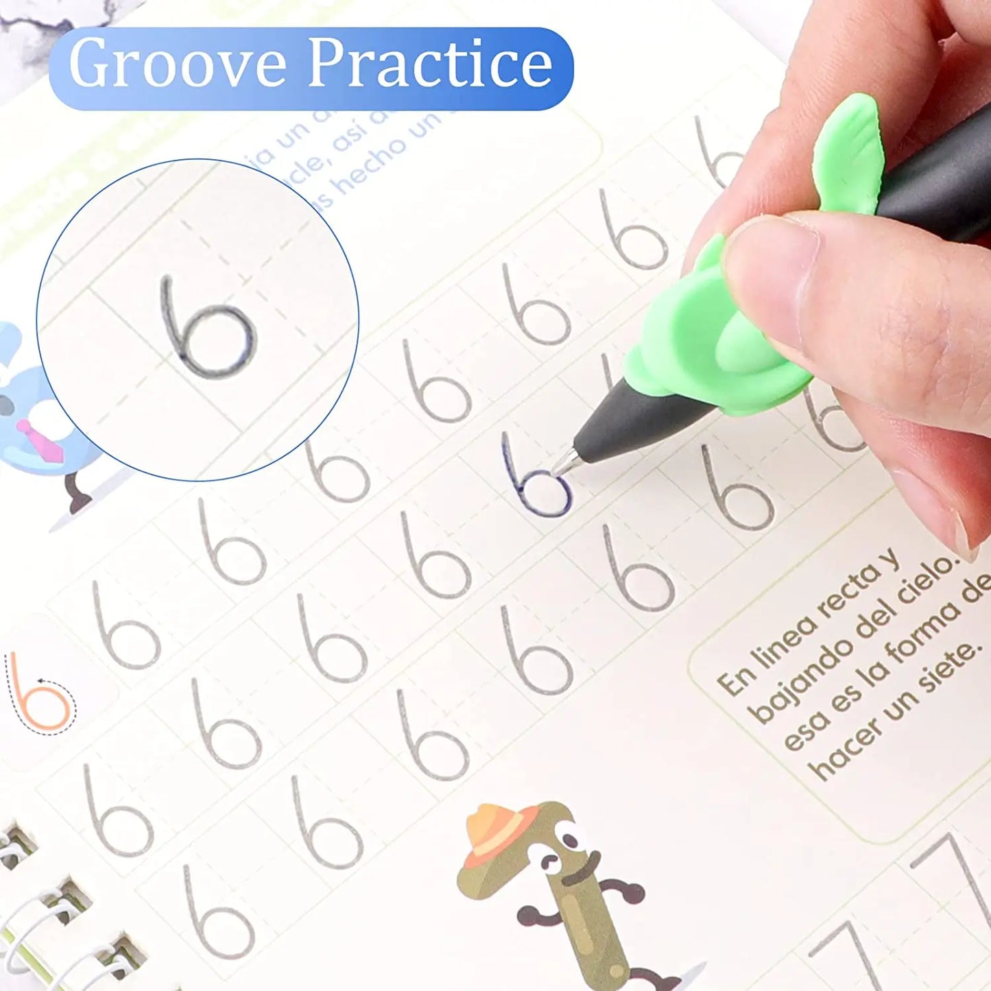 4 Books Spanish Montessori Magic Practice Copybook Set Reusable Handwriting Tracing Workbook Alphabet Number Math Drawing