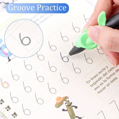 4 Books Spanish Montessori Magic Practice Copybook Set Reusable Handwriting Tracing Workbook Alphabet Number Math Drawing
