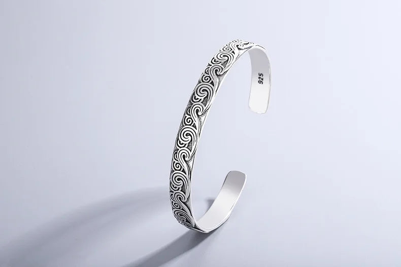 New Arrival Retro Wave Bracelets 925 Sterling Silver Jewelry Fashion Spray Personality Sweet Cloud Opening Bangles TYB116
