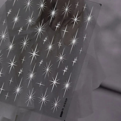 Grid Patterned Star Bowknot Cherry Polka Dot Line Colorful Geometric Five-pointed Star Adhesive Nail Art Sticker Manicure Decal