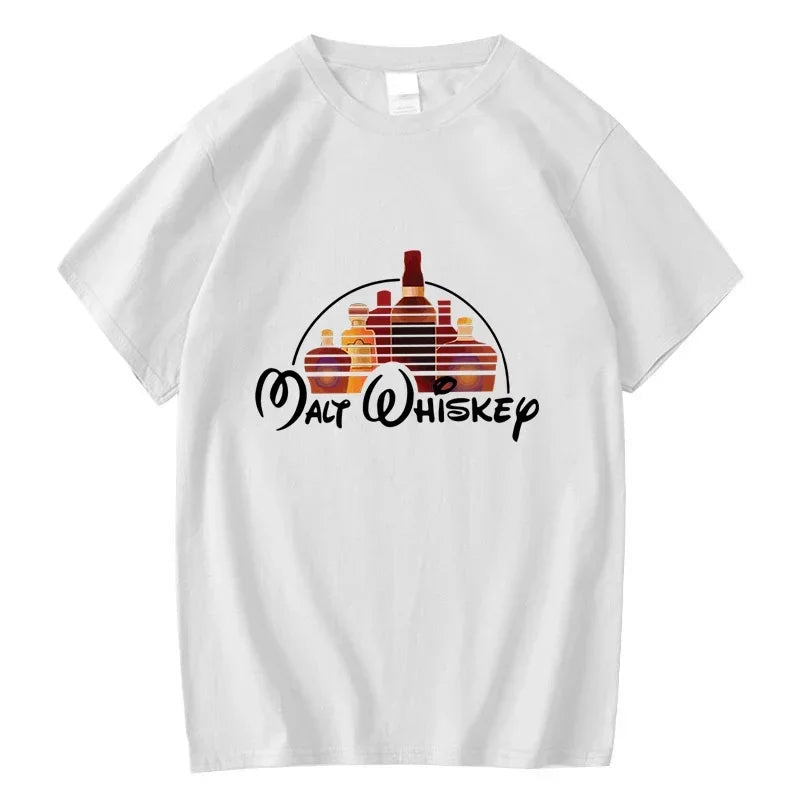 Summer Men T-shirt Cotton Blend Funny Malt Whiskey Print Summer Loose O-neck Cool T Shirt for Men Short Sleeve T-shirt Male Tee