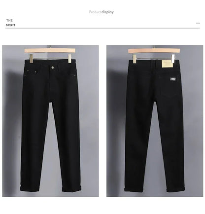 Autumn 96% Cotton Men's Stretch Slim Jeans Army Green Soft Comfortable Casual Straight Denim Pants Trousers Large Size 42