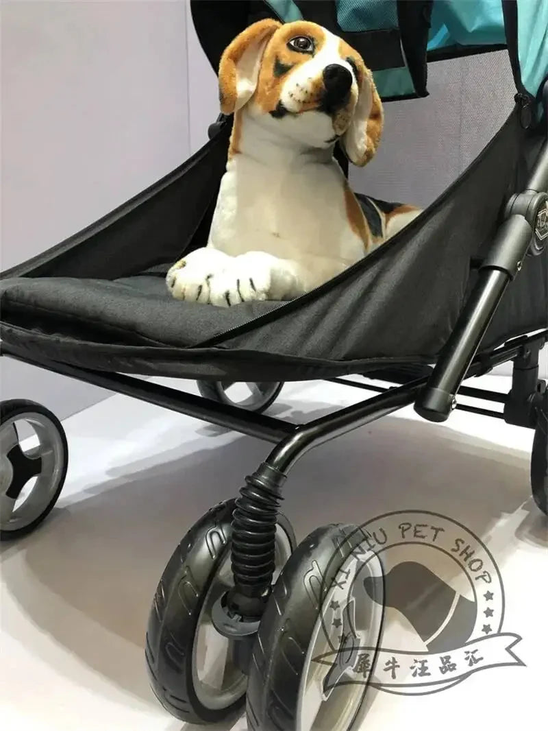Portable Golden Retriever Large Dog Pet Stroller Cart Simple 4-wheel Foldable Large Capacity Stroller Outdoor Travel Pet Trolley