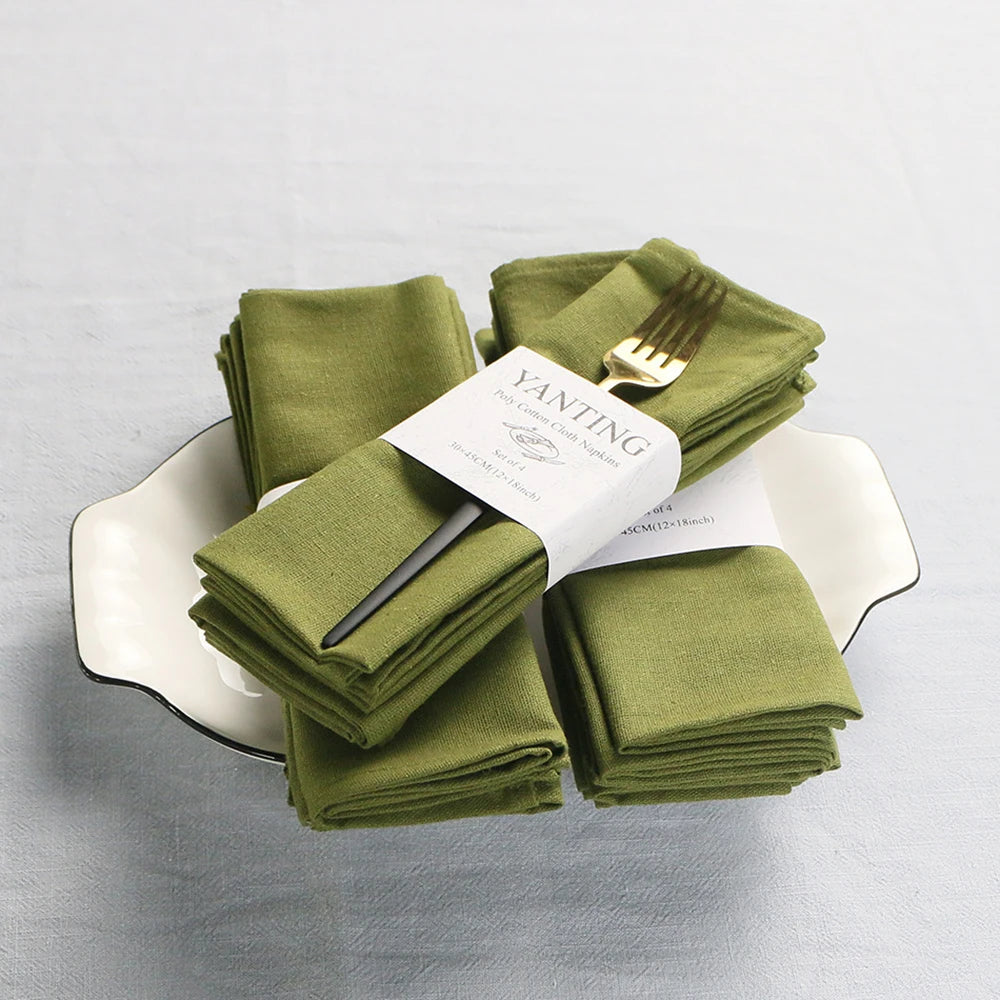 6pcs Cloth Napkins 30X45CM Orange Cotton Polyester Blend Kitchen Washable Dinner Reusable Napkins Wedding Party Table Decoration