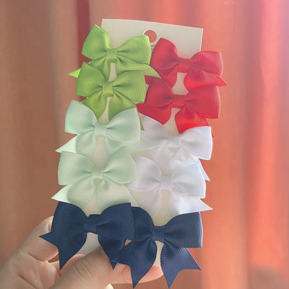 10Pcs/Set New Cute Solid Ribbon Bowknot Hair Clips for Baby Girls Handmade Bows Hairpin Barrettes Headwear Baby Hair Accessories