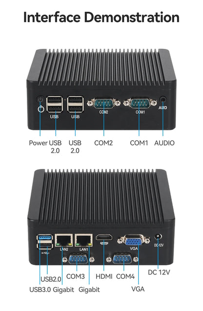 Helorpc Industrial Mini PC N2840/J2900 Support WIN10 LINUX with 2xGigabit LAN 5xUSB2.0 1xUSB3.0 4xDB9 COM 1xHDMI 1xVGA Computer