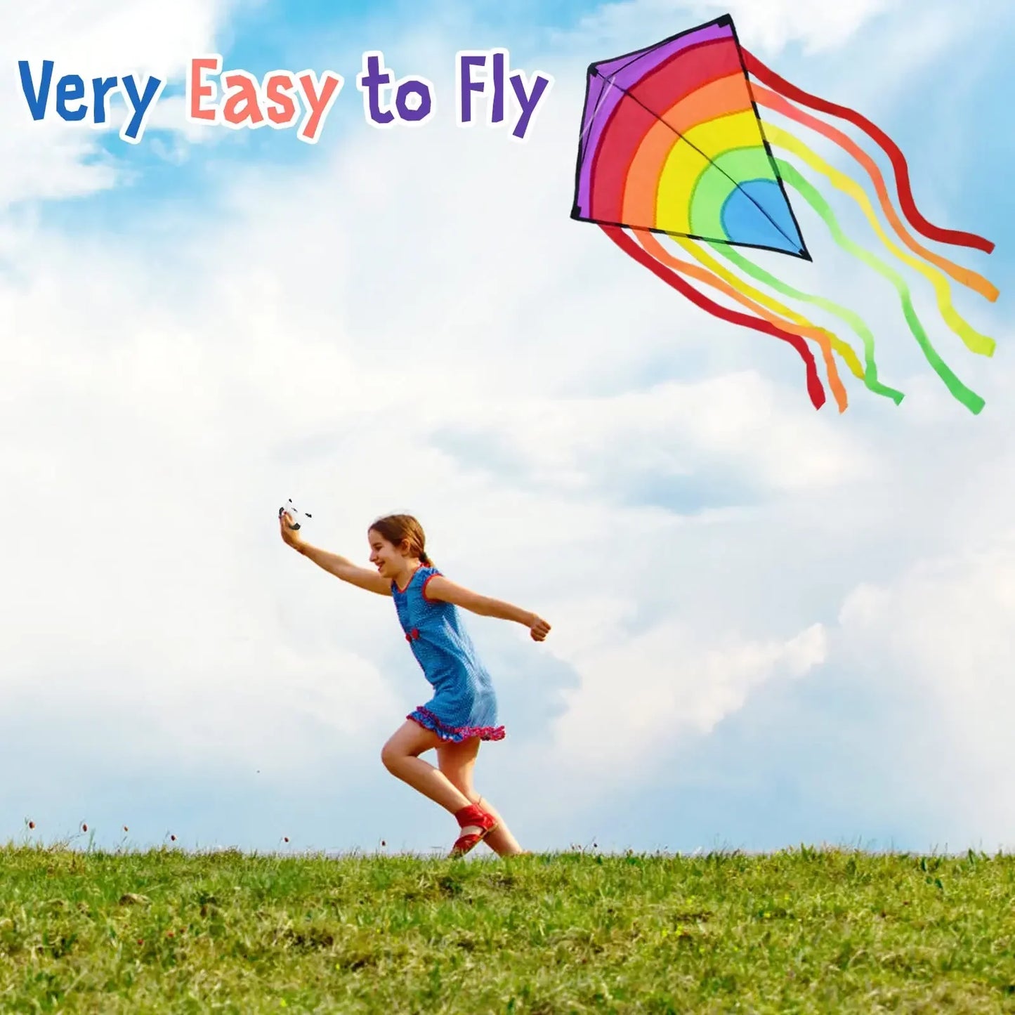 Rainbow Strip Spliced Diamond Rhombus Kite Lightweight Wind Resistant Fabric Easy Launch Stable Flight Foldable Portable Outdoor Flying Toy for Kids & Adults